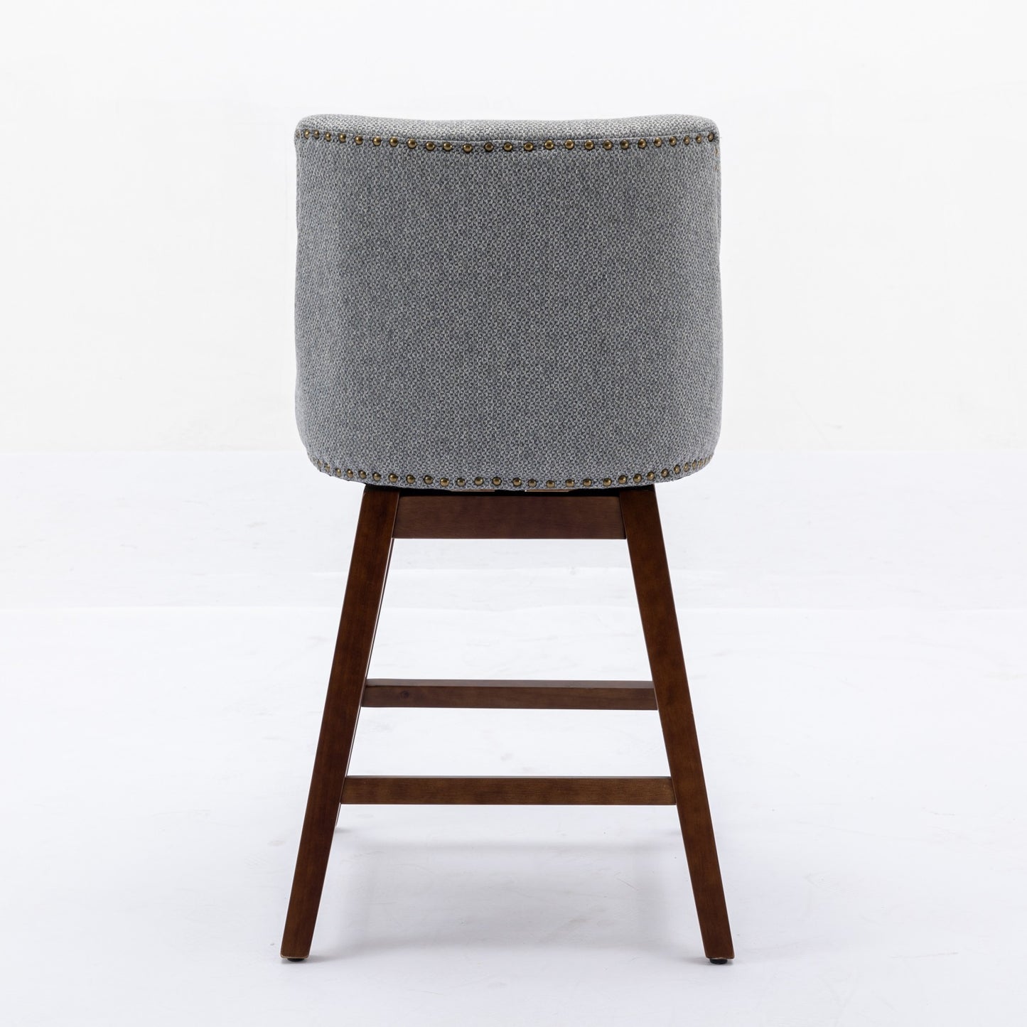 Counter Height Swivel Barstools, 26'' H Seat Height Upholstered Bar Stools Set Of 2, Fabric In Gray