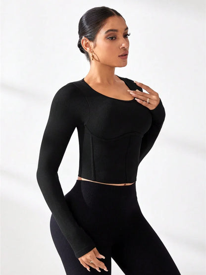 Round Neck Long Sleeve Active T-Shirt
