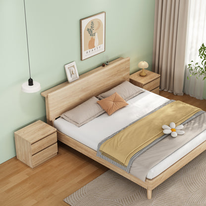 19.7-Inch Natural Nightstand With 2 Drawers, Beside Table With Drawers Handle Free Design,Thickened Top Plate,Small Side Table Storage Cabinet 2 Drawer Night Stand For Bedroom,Living Room