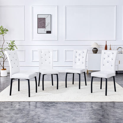 A Set Of 2 White And Black Vintage Crocodile Leather Cushioned Dining Chairs, Featuring Crystal Clasp Design And Artificial Leather Design, Adding A Touch Of Elegance And Mystery To The Dining Area