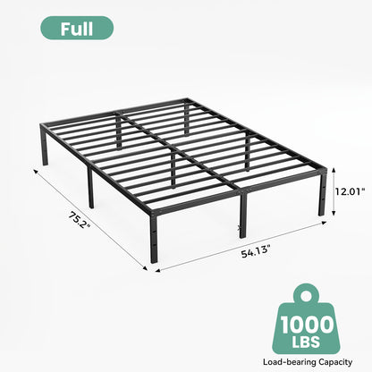 Sturdy And Durable Metal Base Frame, Noiseless Sturdy Steel Crossbars, Under-bed Storage Space, No Need For Box Springs
