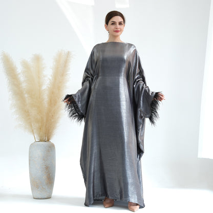 Dubai Spring/Summer Party Fur Sleeves Dress Robe