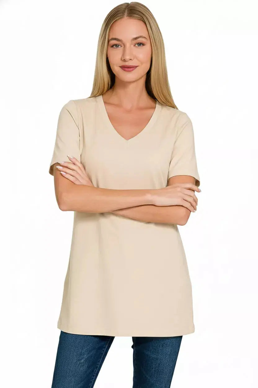 Zenana V-Neck Short Sleeve T-Shirt
