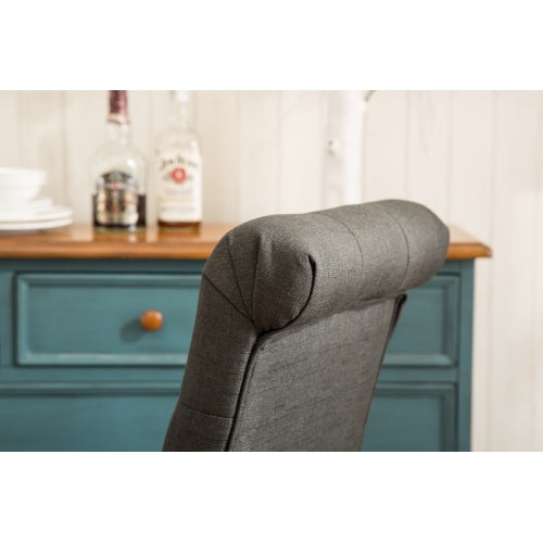 Habit Solid Wood Tufted Parsons Dining Chair, Set Of 2, Charcoal