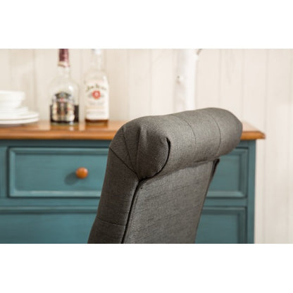 Habit Solid Wood Tufted Parsons Dining Chair, Set Of 2, Charcoal