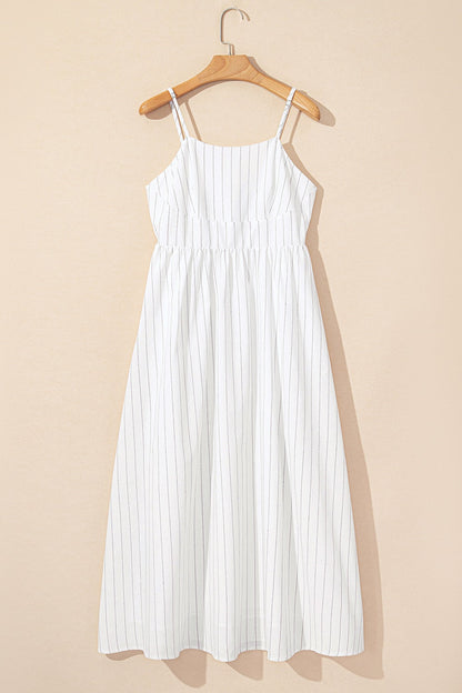 Stripe Square Neck Cami Dress with Pockets