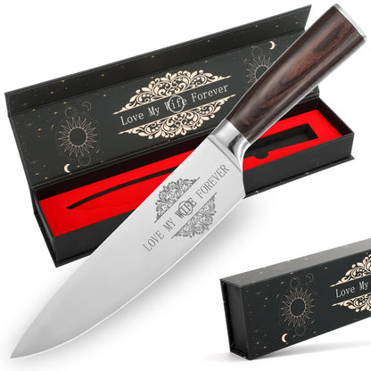 Gifts For Dad, Mom, Wife, Husband 8 Inch Chef Knife For Fathers Day Dad,Valentines Day, Mothers Day Gifts, Japanese 5cr15mov Kitchen Gyuto Chef Knives With Sheath