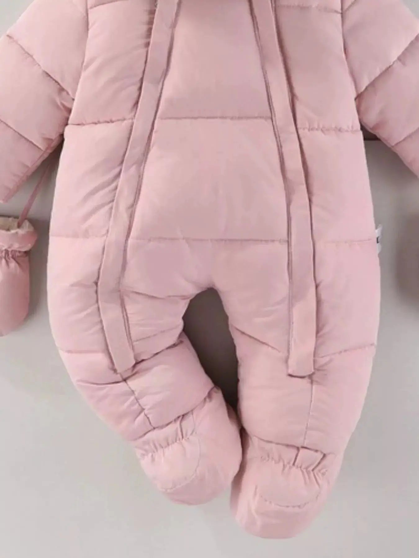 Children's Warm Padded One-Piece Snowsuit with Fur Hood