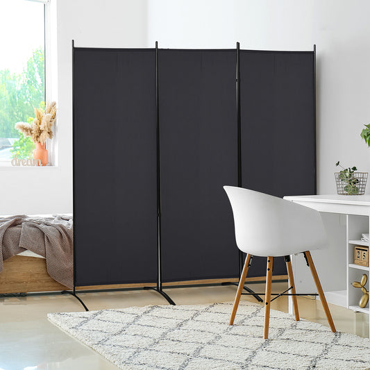 6' 3 Panel Room Divider, Indoor Privacy Screen for Home, Black