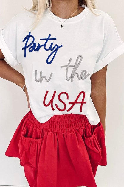 Letter Round Neck Short Sleeve T-Shirt