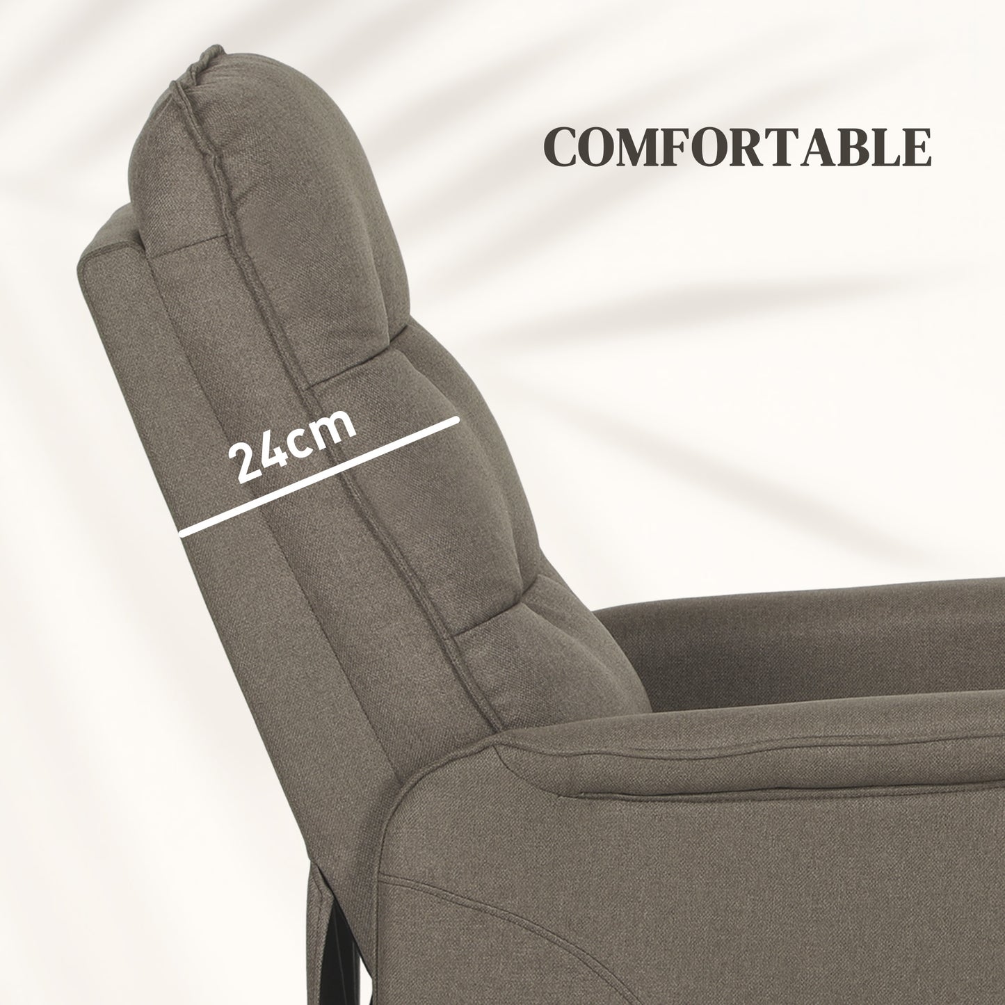 Power Lift Chair For Elderly, Fabric Recliner Sofa With Remote Control, Side Pockets, Quick Assembly, Coffee