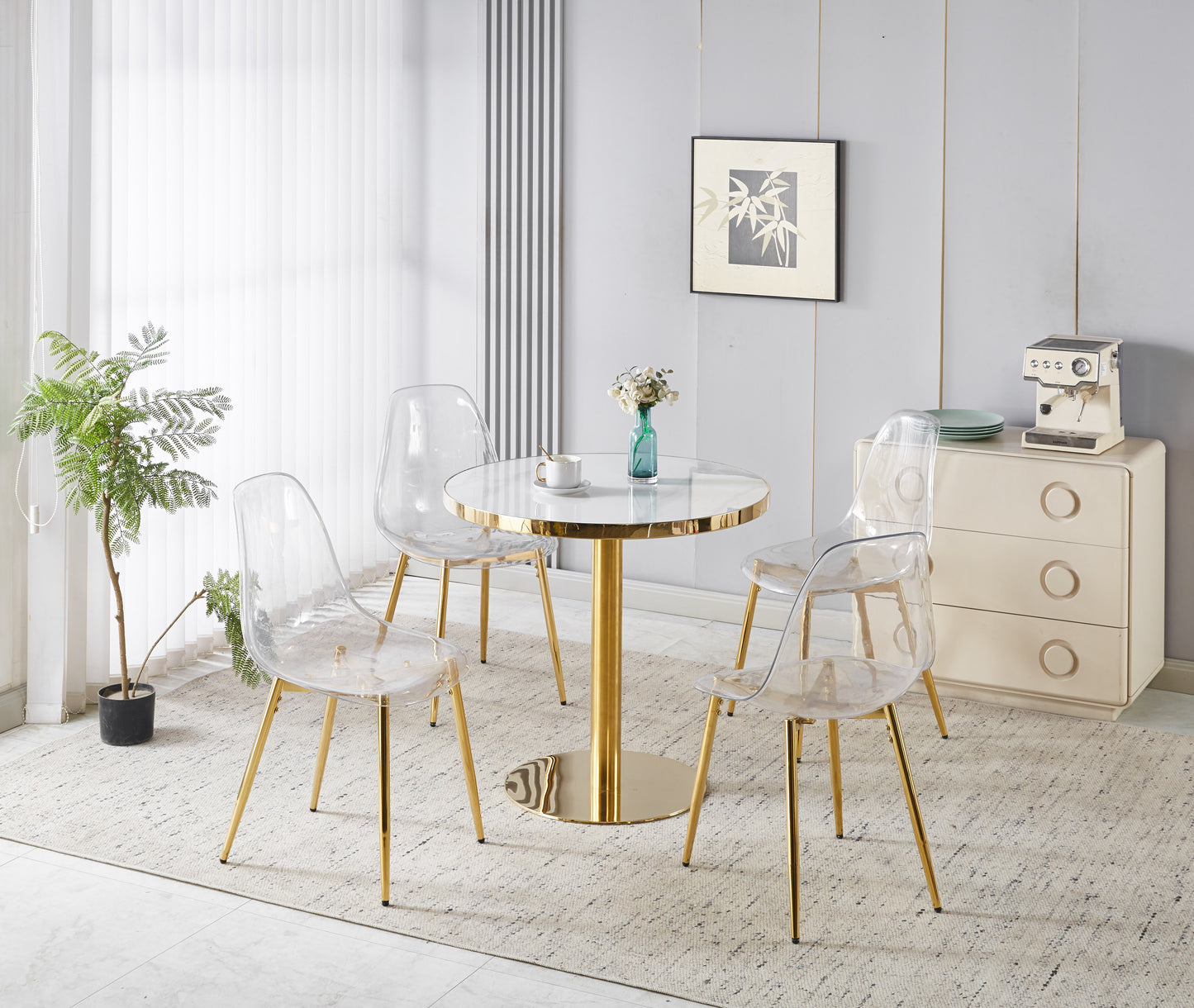 31.5inch Mid-Century Modern Pedestal Table, Multi-Functional Dining Table For 4-6 People & Large Coffee Table, White MDF Top For Living Room, Kitchen, Office