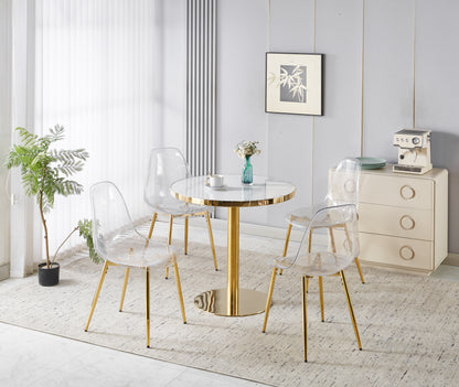31.5inch Mid-Century Modern Pedestal Table, Multi-Functional Dining Table For 4-6 People & Large Coffee Table, White MDF Top For Living Room, Kitchen, Office