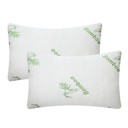 2Pcs Or 1Pcs Bamboo Memory Foam Pillow Hypoallergenic Bed Pillow For Head Neck Rest Sleeping Shredded Pillow Washable Cover Queen Size Pillow