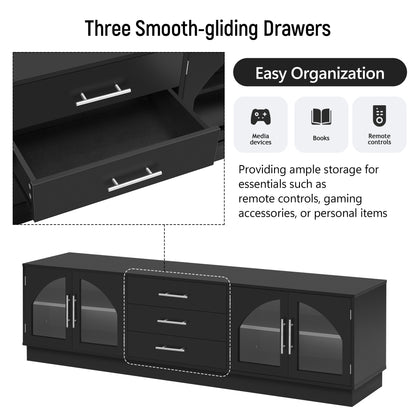 VIBE HAUS 68.9' Modern Minimalist TV Stand For TVs Up To 75 Inches, Entertainment Center Media Console Cabinet With Adjustable Shelves For Living Room