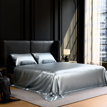 Satin Bed Sheets, Full Size Sheets Set, 4 Pcs Silky Bedding Set With 15 Inches Deep Pocket For Mattress Full, Grey