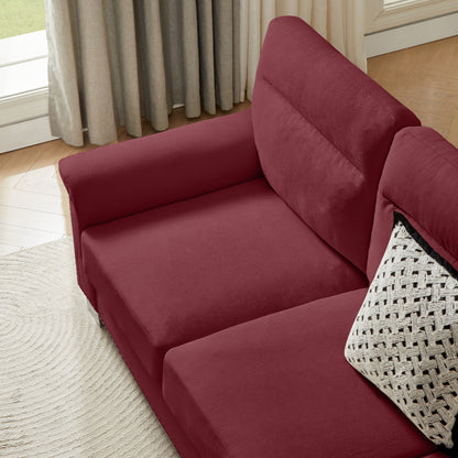 82 Modern Compressed Snowfleece Fabric 3-Seater Sofa, For Living Room, Bedroom, Office & Entertainment Spaces, Burgundy