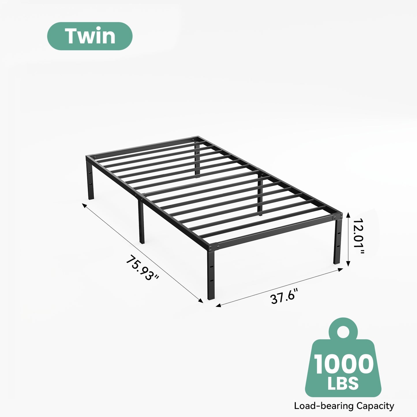 Sturdy And Durable Metal Base Frame, Noiseless Sturdy Steel Crossbars, Under-bed Storage Space, No Need For Box Springs
