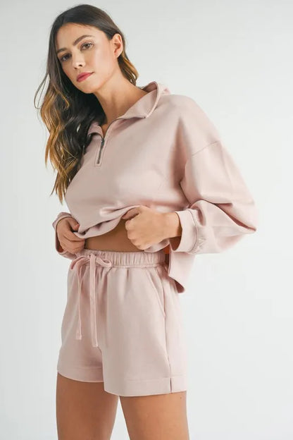 MABLE Half Zip Sweatshirt and Shorts Set