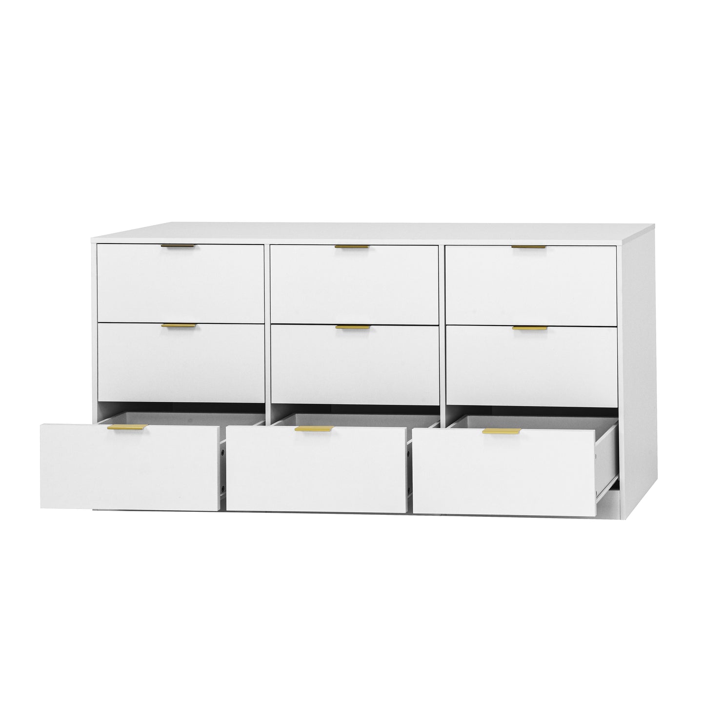 White 9 Drawer Dresser, 63 Large Deep Chest Of Drawers, Wooden Dresser Storage Cabinet With 9 Drawers For Bedroom, Long Dressers For Living Room, Hallway