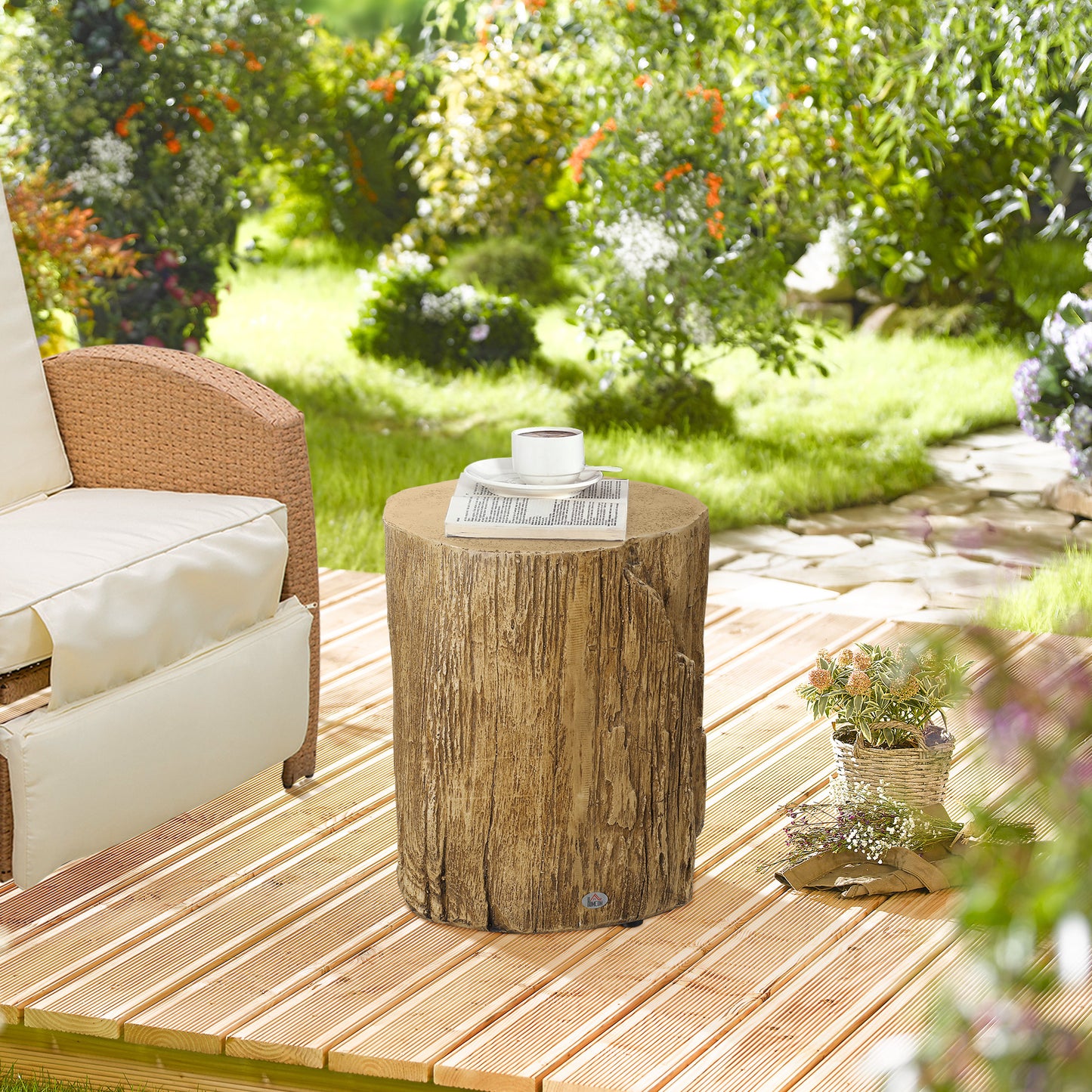 17" Tall Tree Stump End Table