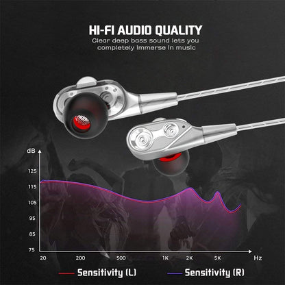 Dual Drive Stereo Wired Earphone In ear Headset Earbuds Bass Earphones For IPhone Samsung 3.5mm Sport Gaming Headset With Micoup