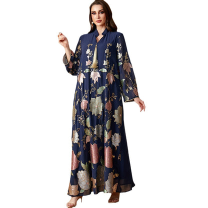 Muslim Middle Eastern Sequin Embroidered Women's Long Robe Fashion Tassel Dubai Dress