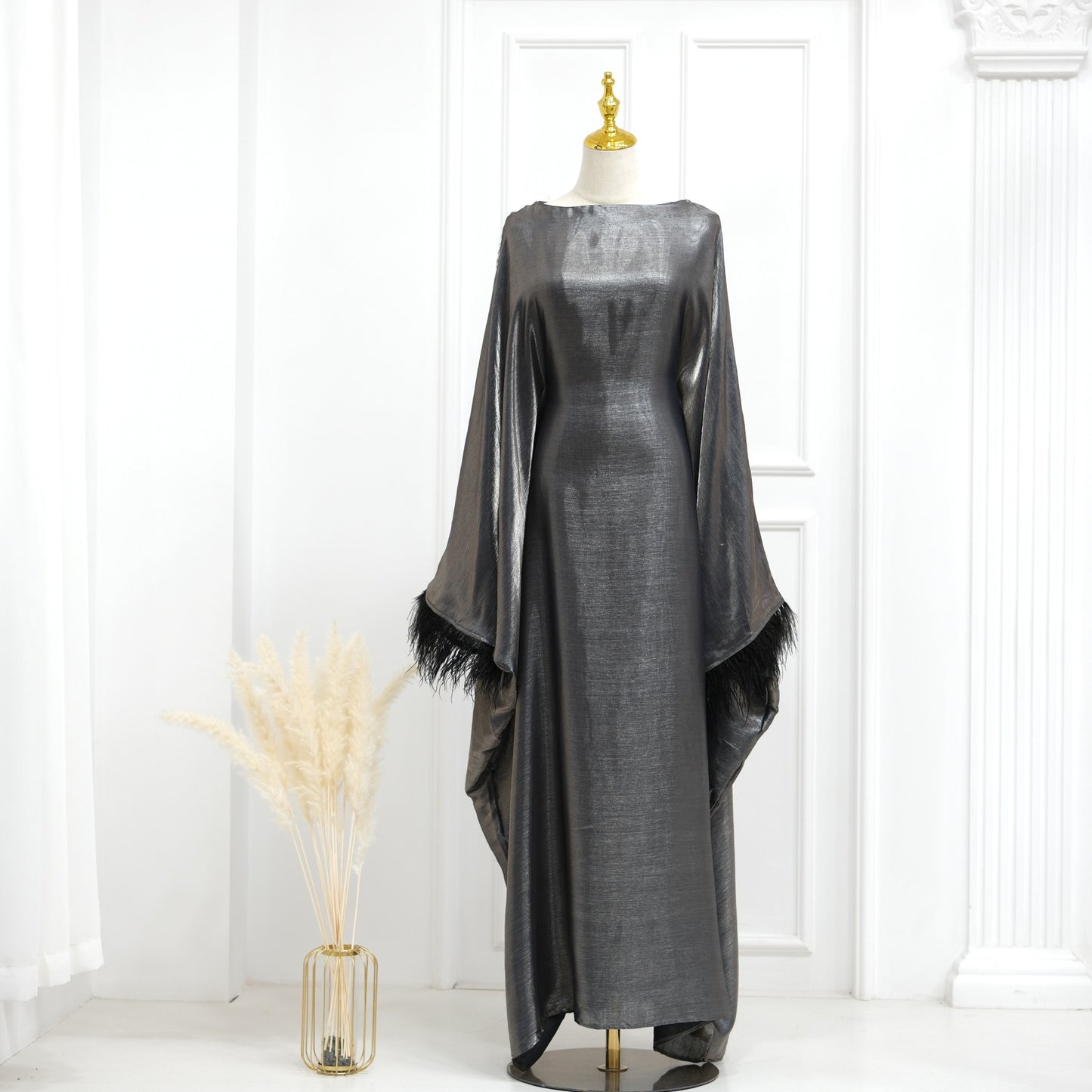 Dubai Spring/Summer Party Fur Sleeves Dress Robe