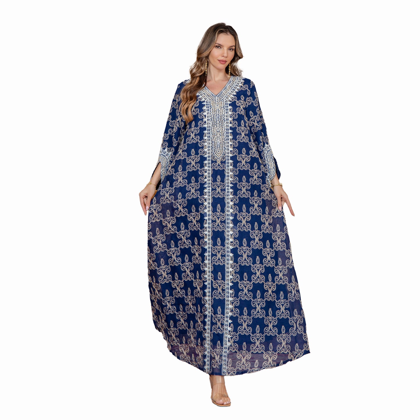New Fashion Muslim Women's Long Robe Middle Eastern Clothing Jalabiya Elegant Embroidery Dubai Long Dress