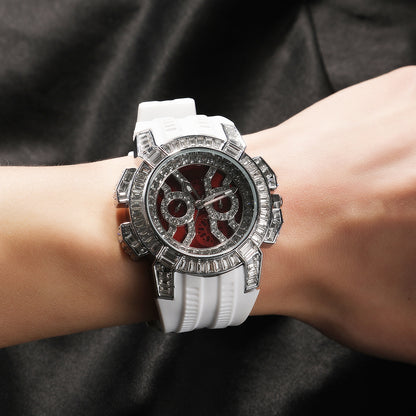 Gu Meng New Men's Watch Hip-Hop Tape Color Shell Quartz Watch Fashion Diamond-Encrusted Large Dial Watch