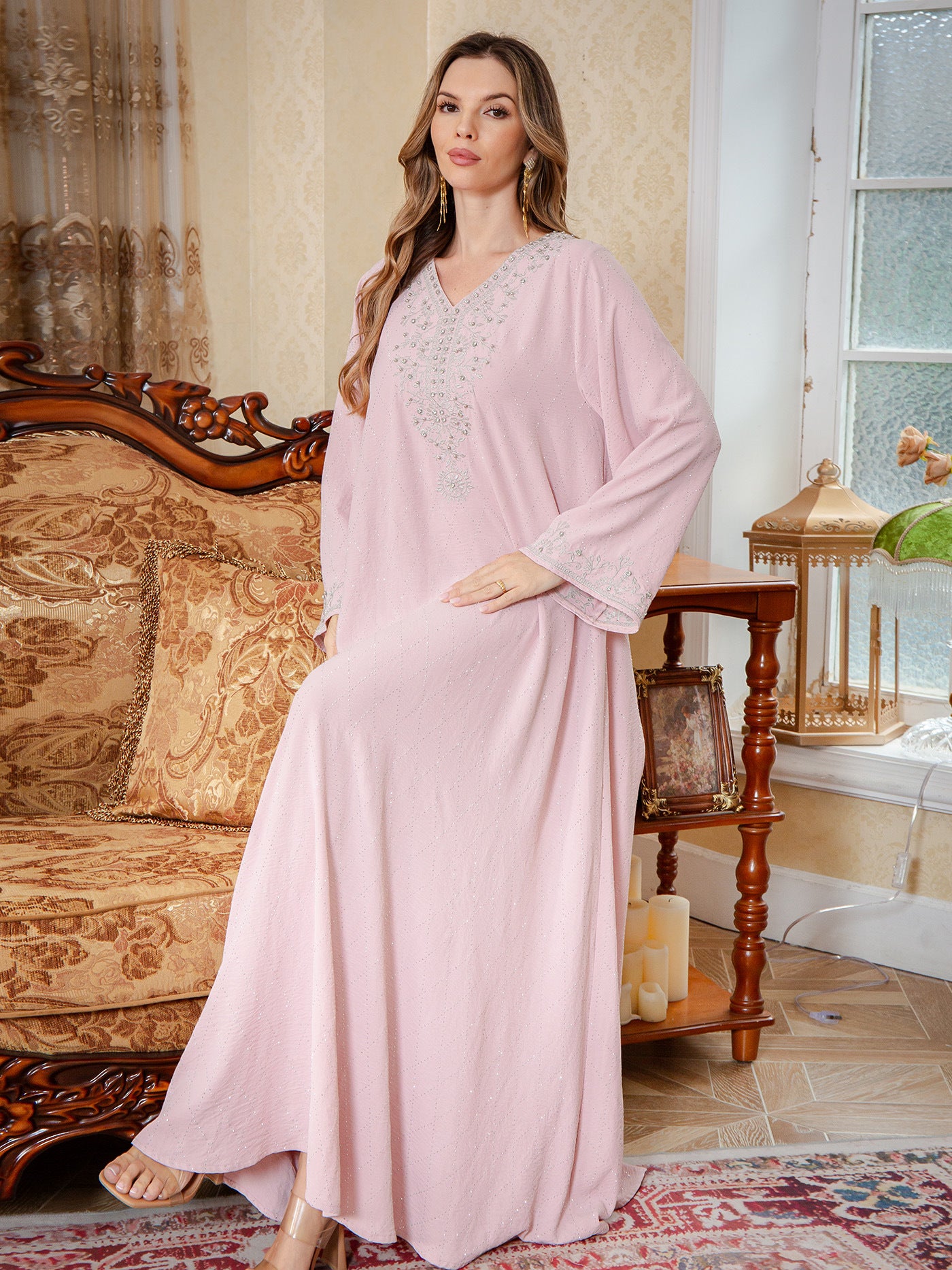 Elegant Arabic Muslim Long Dress Dubai Style Islamic Women's Clothing