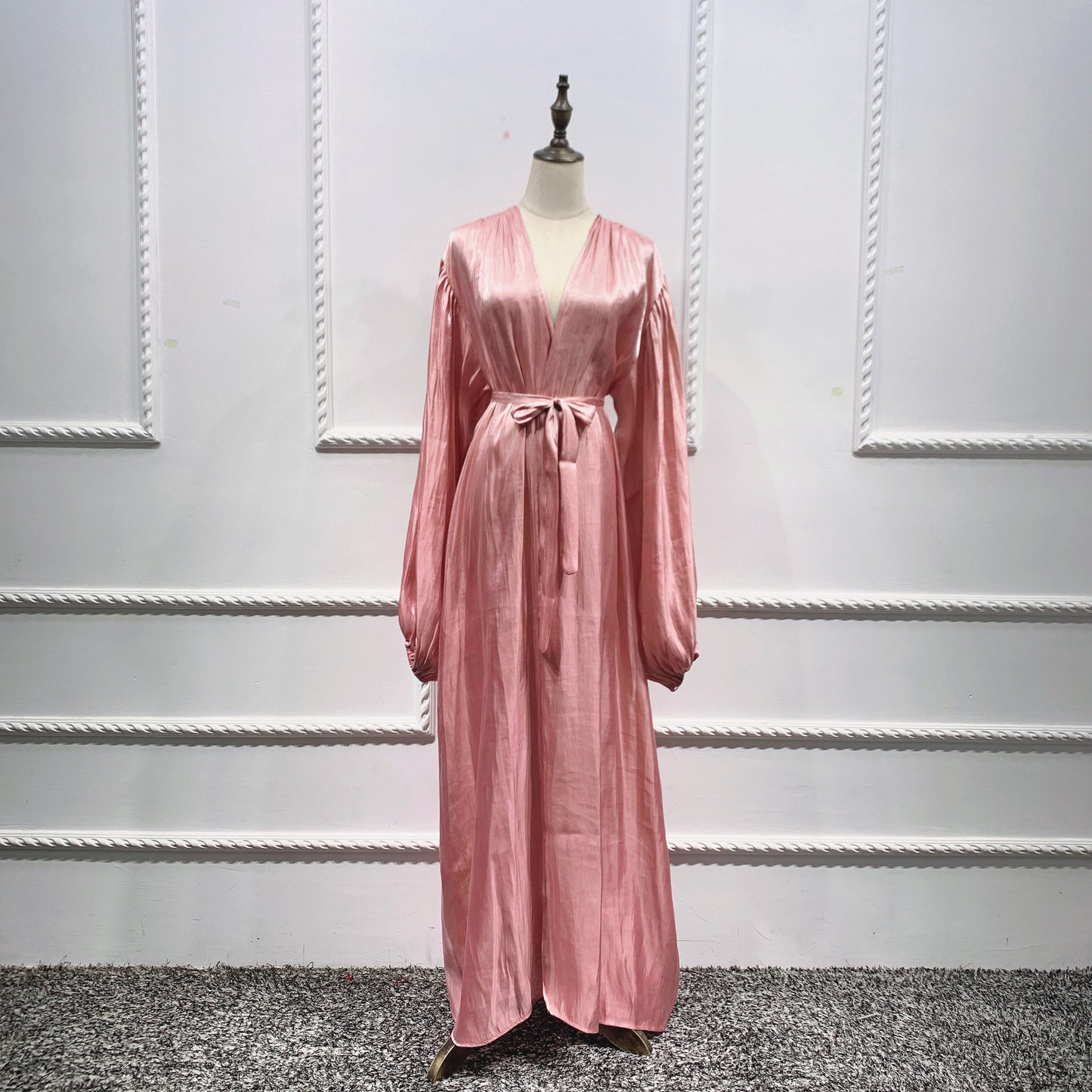 Elegant Puff Sleeve Dubai Turkey Abayas For Women Islam Cardigan