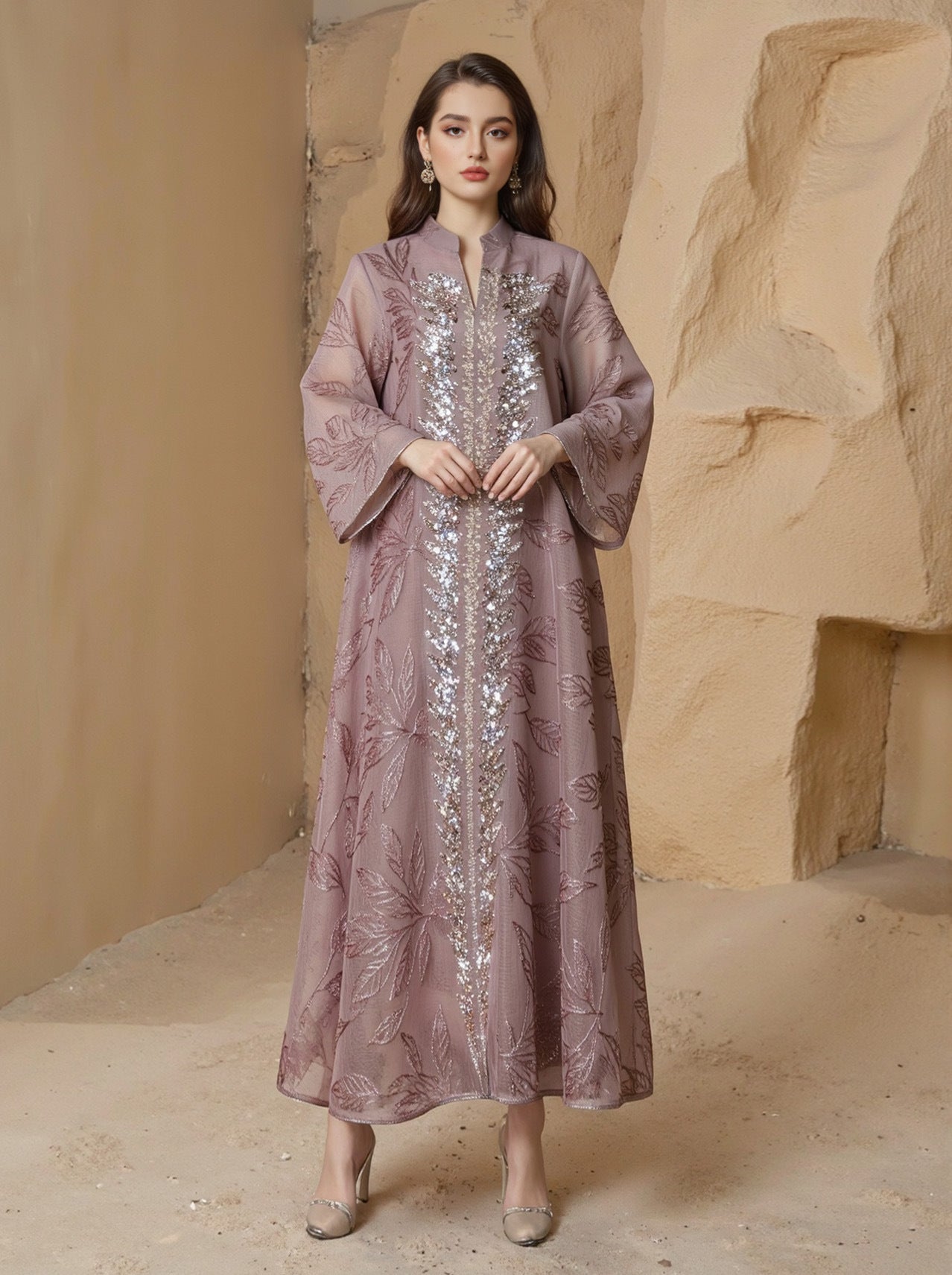 New Muslim Chiffon  Middle Eastern Clothing Dubai Long Dress Beaded