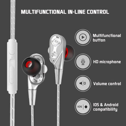 Dual Drive Stereo Wired Earphone In ear Headset Earbuds Bass Earphones For IPhone Samsung 3.5mm Sport Gaming Headset With Micoup