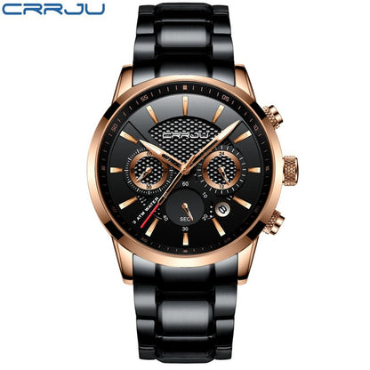 CRRJU Men Watch 30m Waterproof Mens Watches Top Brand Luxury Steel Watch Chronograph Male Clock Saat relojes hombre
