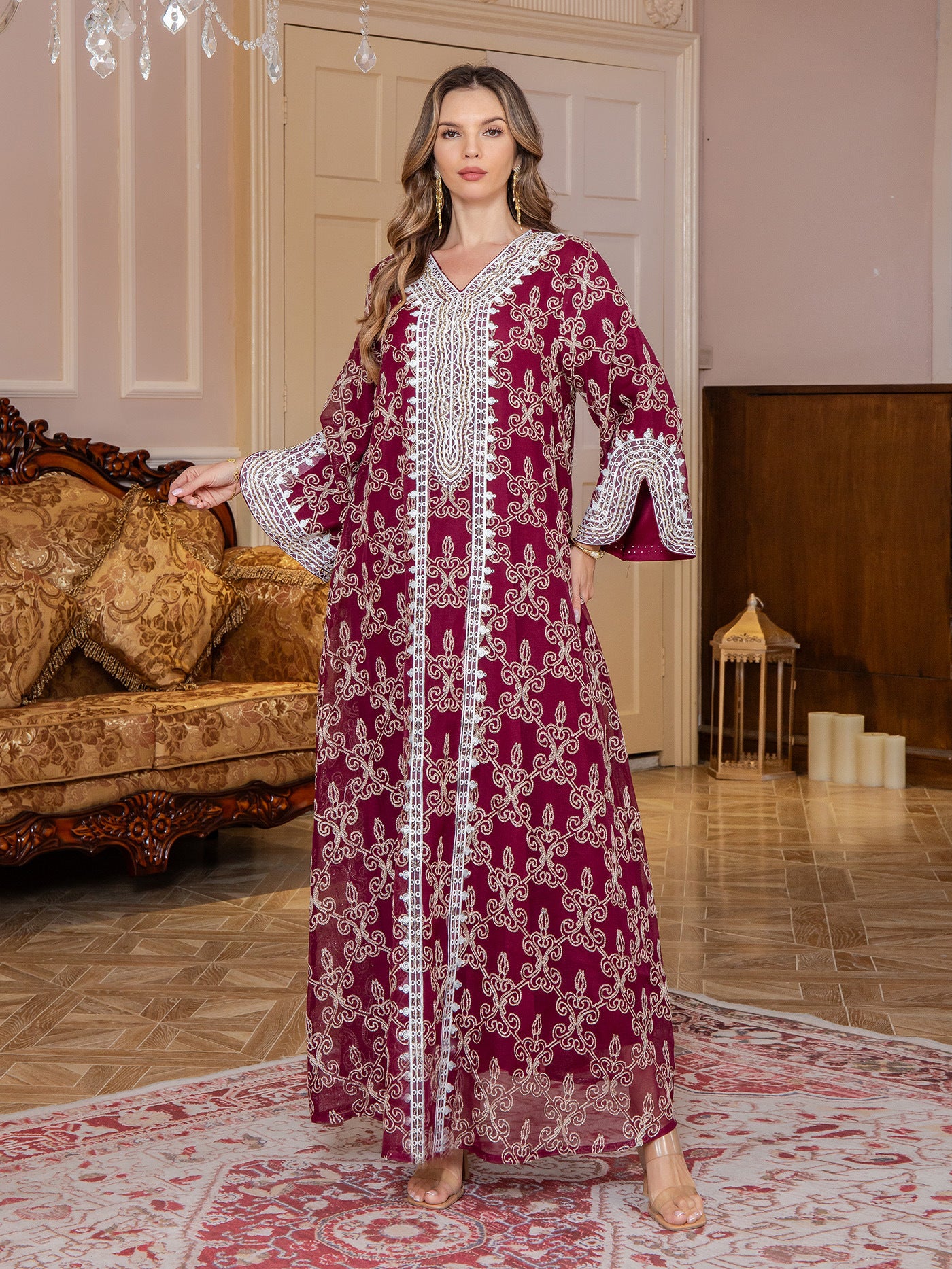 New Fashion Muslim Women's Long Robe Middle Eastern Clothing Jalabiya Elegant Embroidery Dubai Long Dress