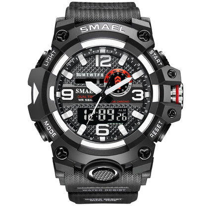SMAEL 8035 Men Sport Watches Dual Time Digital Watch Quartz 50m Waterproof Watch Led Military Watch Sport 8035 Men Watches Wristwatch