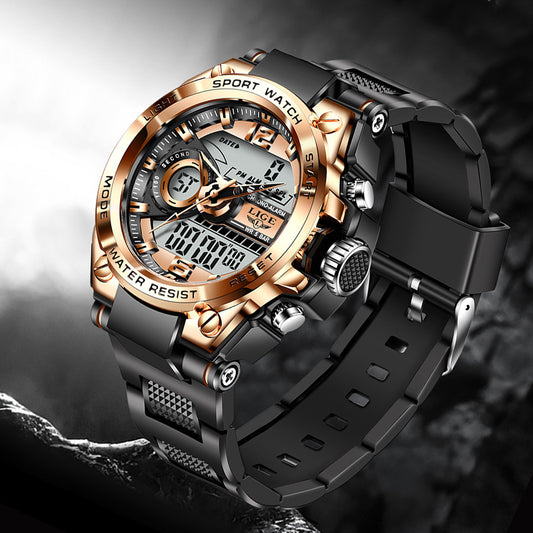 Lige Dual Display Electronic Quartz Watch New Design Luminous Watch Waterproof Watch