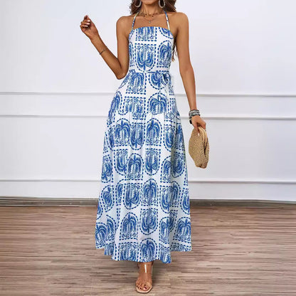 Women Floral Halter Beach Hawaii Holiday Dress