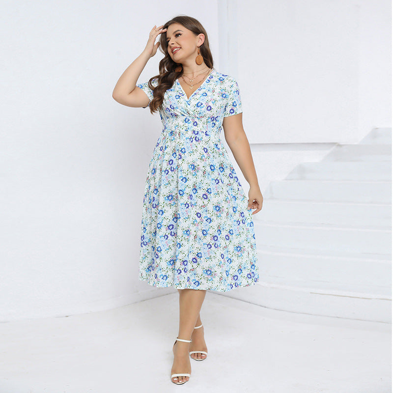 Girls Elastic Waist Chiffon Dress Floral Dress
