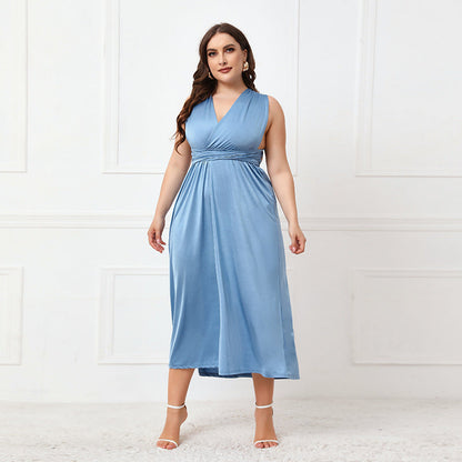 Plus Size Irregular Asymmetric Formal Dress Women Cross Backless Sexy Lace up Dress
