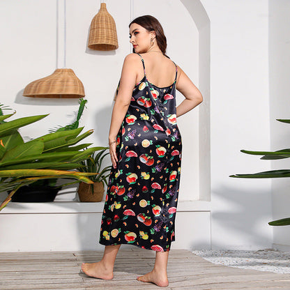 Plus Size Dress Artificial Silk Satin Girls Nightdress Home Wear Cami Dress