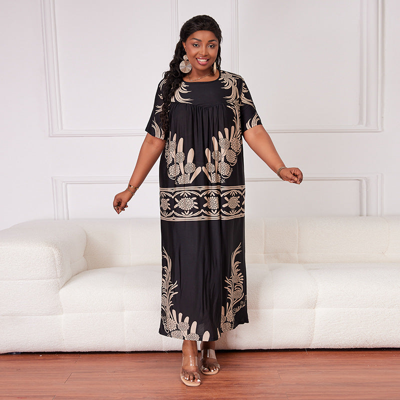 Plus Size Girl Dress Ice Silk Maxi Dress Casual Dress