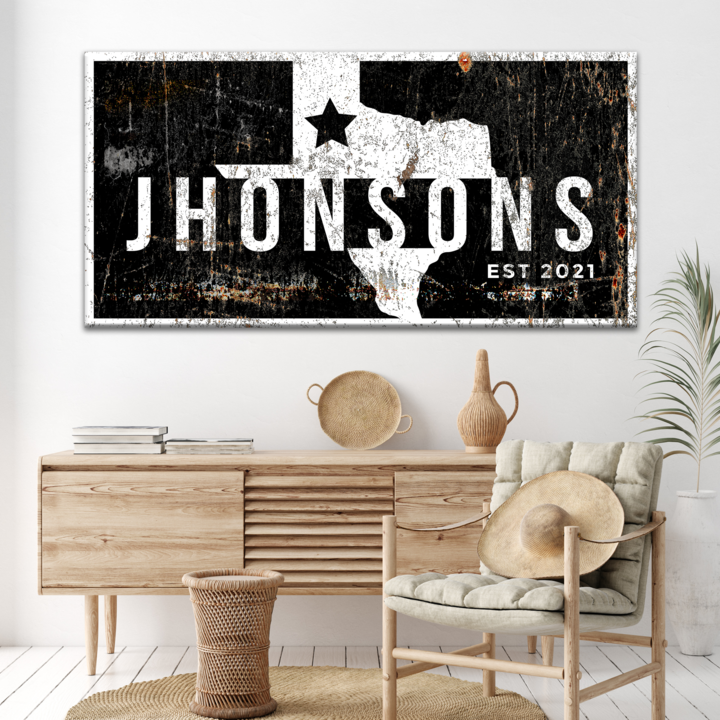 Texas Family Name Sign