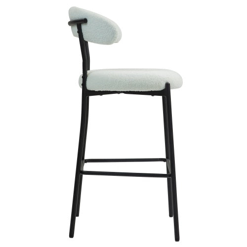 26 Counter Height Bar Stools Teddy Fabric Cover Kitchen Island Counter Bar Stool With Black Powder Coating Base And Footrest