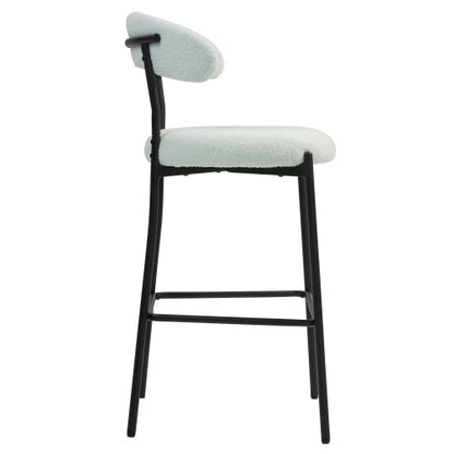 26 Counter Height Bar Stools Teddy Fabric Cover Kitchen Island Counter Bar Stool With Black Powder Coating Base And Footrest