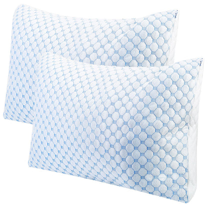 2Pcs Or 1Pc Cooling Memory Foam Pillow Ventilated Soft Bed Pillow With Cooling Gel Infused Memory Foam Machine Washable