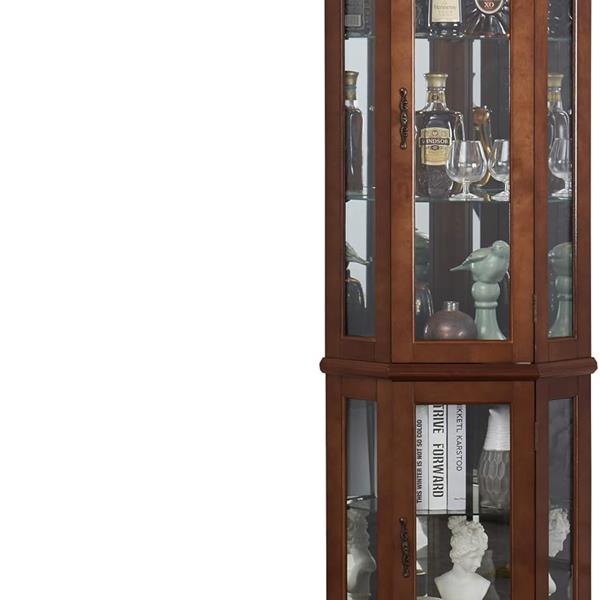 Corner Rare Cabinet With Lights, Excluding E26 Light Bulbs