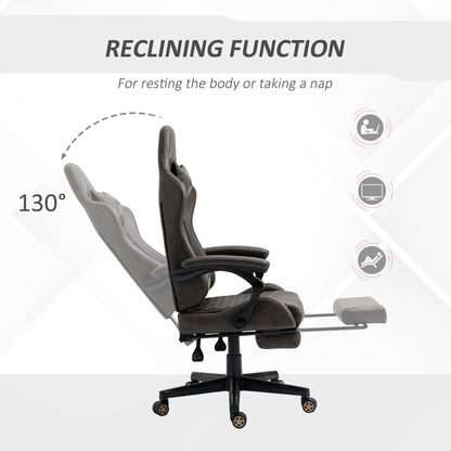 Racing Gaming Chair Diamond PU Leather Office Gamer Chair High Back Swivel Recliner With Footrest, Lumbar Support, Adjustable Height, Brown