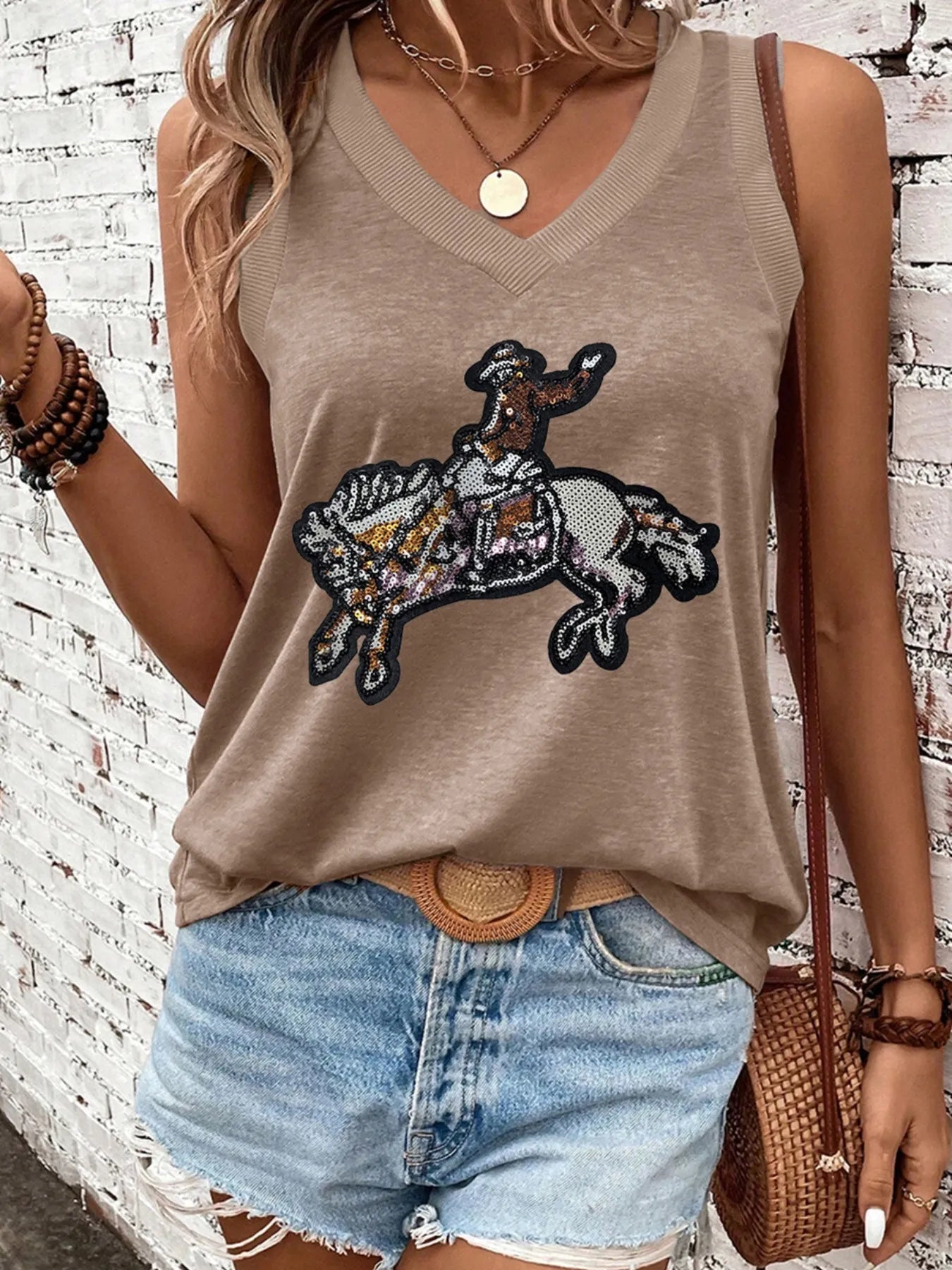 Sequin V-Neck Tank